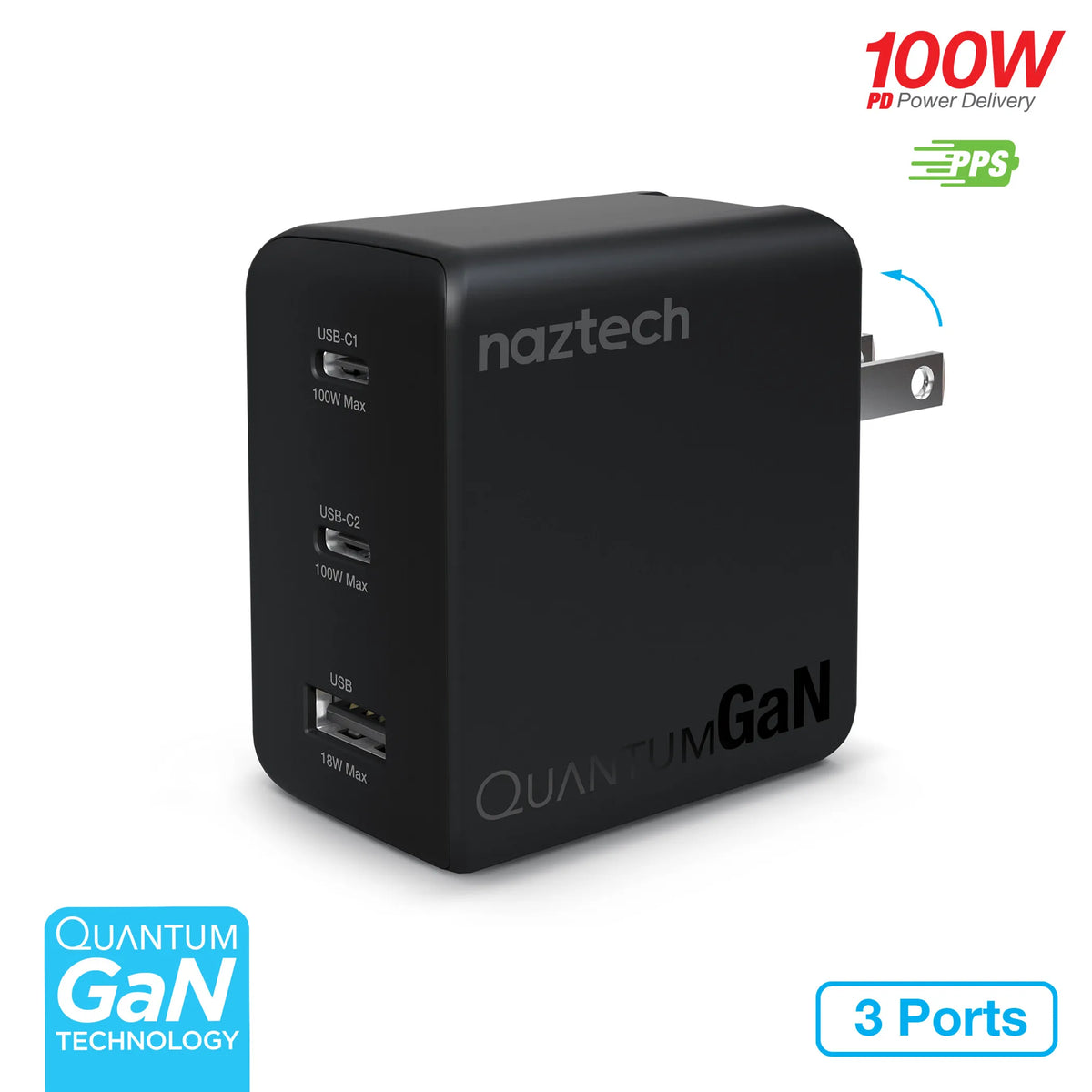 Naztech Nexus T100 100W USB-C PD + USB 3-Port